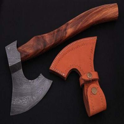 Axe Damascus Steel 16" Rose Wood Handle Axe/Hand Forged Woodsman Axe