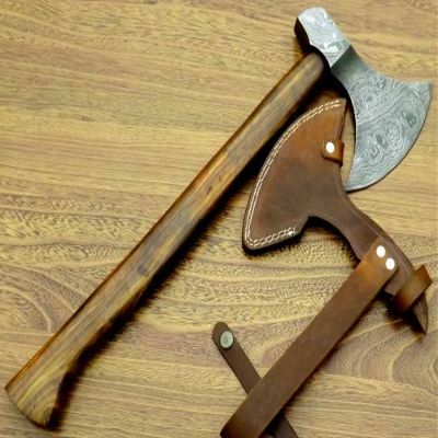 Axe Damascus Steel 18" Rose Wood Handle Axe/Hand Forged Woodsman Axe
