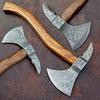 Axe Damascus Steel 20" Natural Wood Handle Axe/Hand Forged Woodsman Axe view 2