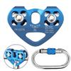 Youngneer Climbing Zip Line Pulley 30KN Double Tandem Speed Dual Trolley with 25kN Carabiner for 1/4 5/16 3/8 1/2 Cable for Zipline Climbing Rescue Pulley view 1