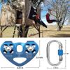Youngneer Climbing Zip Line Pulley 30KN Double Tandem Speed Dual Trolley with 25kN Carabiner for 1/4 5/16 3/8 1/2 Cable for Zipline Climbing Rescue Pulley view 4