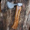 Axe Damascus Steel 14" Natural Wood Handle Axe/Hand Forged Woodsman Axe view 3