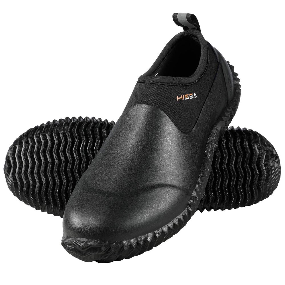 HISEA Unisex Waterproof Garden Shoes, Men's Rubber Rain Boots Women's Ankle Rain Shoes Neoprene Camp Booties Outdoor Slip-On Footwear for Gardening, Farming, Camping, Car Wash, Lawn Care and Yard Work