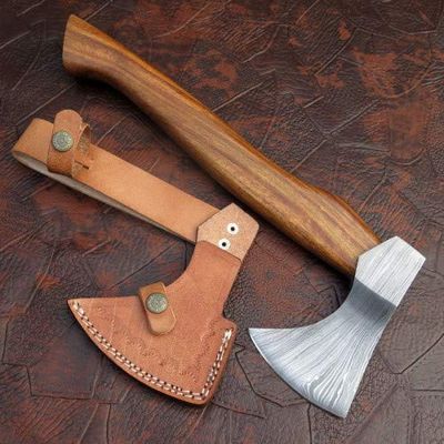 Axe Damascus Steel 13" Rose Wood Handle Axe/Hand Forged Woodsman Axe