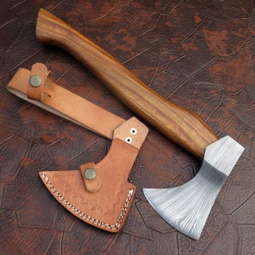 Axe Damascus Steel 13" Rose Wood Handle Axe/Hand Forged Woodsman Axe
