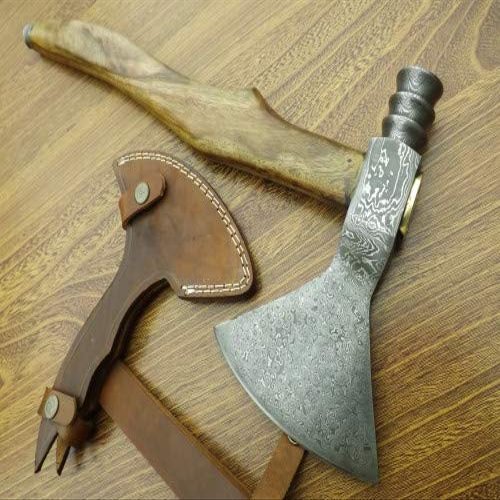 Axe Damascus Steel 21" Rose Wood Handle Axe/Hand Forged Woodsman Axe