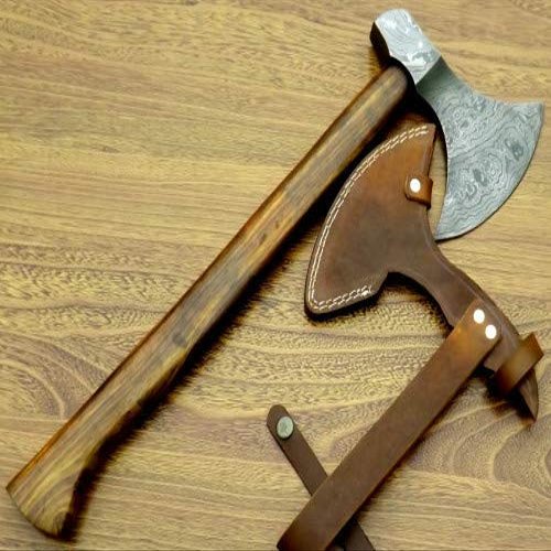 Axe Damascus Steel 18" Rose Wood Handle Axe/Hand Forged Woodsman Axe