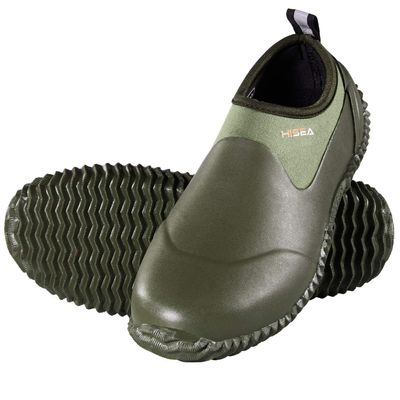 HISEA Unisex Waterproof Garden Shoes, Men's Rubber Rain Boots Women's Ankle Rain Shoes Neoprene Camp Booties Outdoor Slip-On Footwear for Gardening, Farming, Camping, Car Wash, Lawn Care and Yard Work