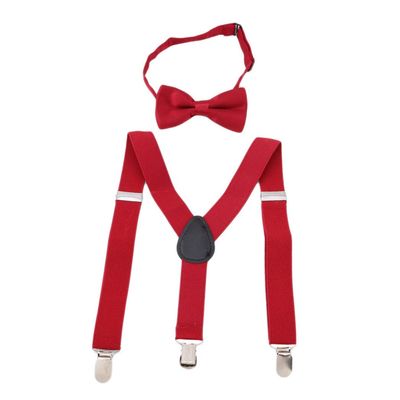 LIUCM Kids Elastic Suspenders Bow Tie Matching Tuxedo Suit Unisex Boy Girl Bowtie Children Costume Adjustable Y-Back Brace Be(color8)