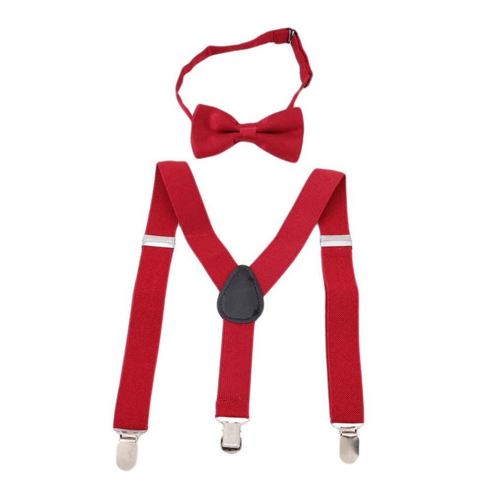 LIUCM Kids Elastic Suspenders Bow Tie Matching Tuxedo Suit Unisex Boy Girl Bowtie Children Costume Adjustable Y-Back Brace Be(color8)