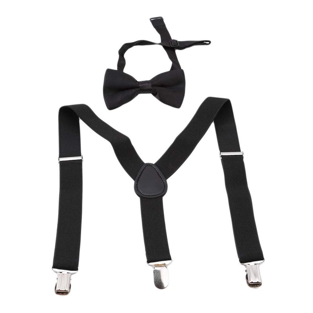 LIUCM Lovely Kids Adjustable Clip-On Braces Boys Girls Y-Back Suspender Child Elastic(Black)
