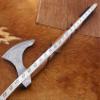 Axe Damascus Steel 23" Natural Wood Handle Axe/Hand Forged Woodsman Axe view 3