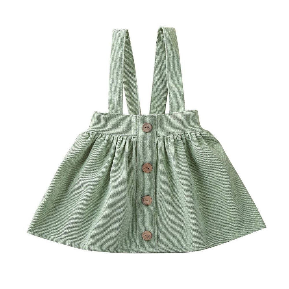 One opening Cute Baby Girl Corduroy Skirt Dress Infant Toddler Suspender Straps Casual Skirt Sundress Spring Summer Clothes (Light Green, 4-5T)