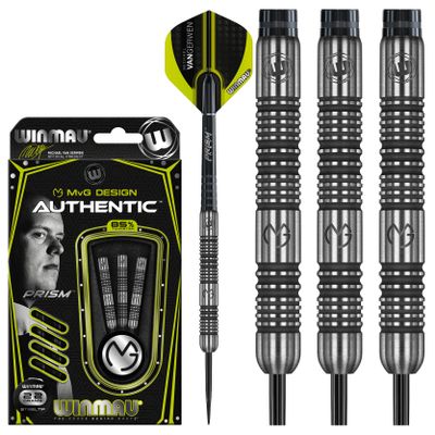 Winmau Michael Van Gerwen MvG Authentic Tungsten Steeltip Darts Set 22g with Prism Flights and Shafts (Stems)