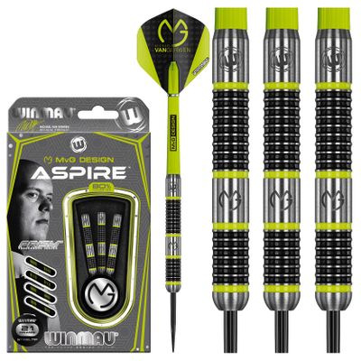 Winmau Michael Van Gerwen MvG Aspire Tungsten Steeltip Darts Set 21g with Prism Flights and Nylon Shafts (Stems)