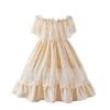 fioukiay Toddler Girl-Wedding-Princess-Maxi-Dress Boho Off Shoulder Lace Ruffle Dress Gowns Holiday Dresses (Off White/Beige, 2/3T) view 1