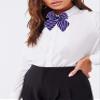 Flairs New York Women Handmade Pre-Tied Bowknot Bow Tie (Purple/Baby Blue/Gold [Stripes]) view 2