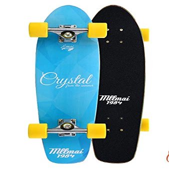 LMAI 27" Bamboo Wood Cruiser Complete Skateboard Longboard (Crystal Blue)