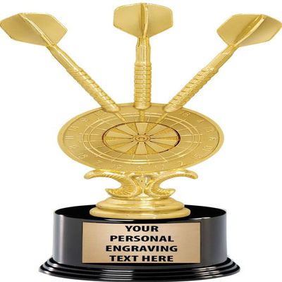 Dart Trophy, 7.25" Custom Dart Trophy with 5 Lines of Text Included, 10 Pack