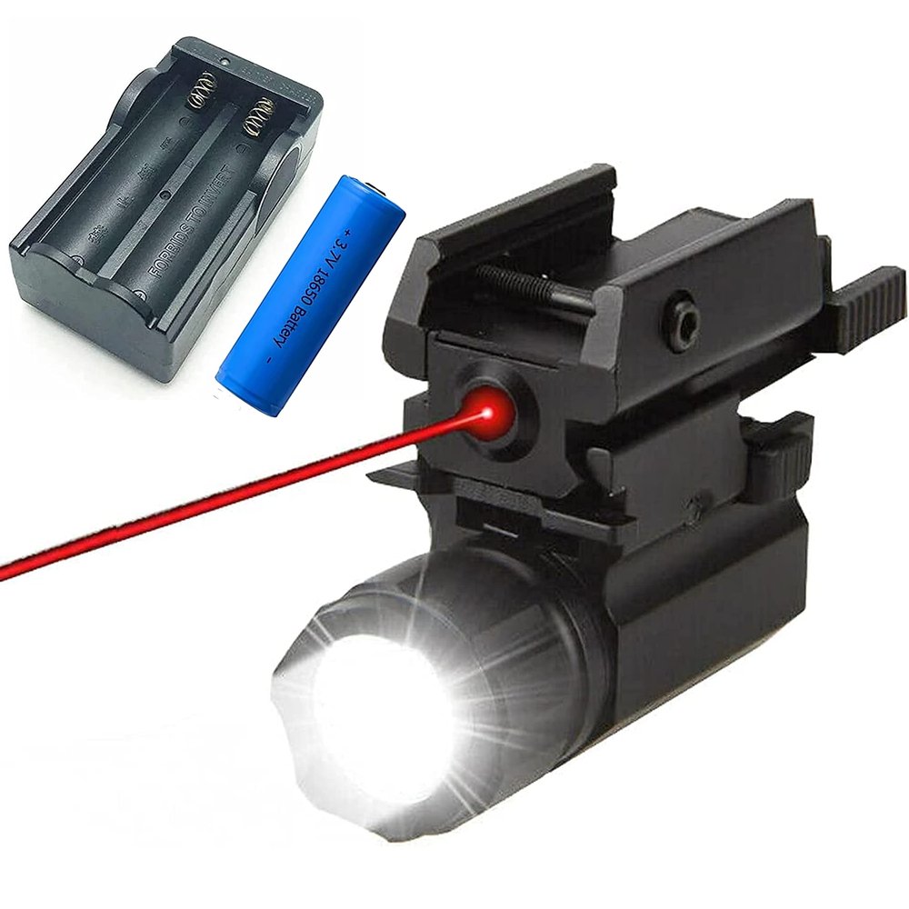 GOTICAL 2 in 1 Tactical Pistol Class-IIIA Red Dot Laser & 180 Lumen White LED Flashlight Combo - Hunting Accessories for Pistol Guns 1911 M9 G-Lock 17,19,20,21,22,23,30,31,32 (Combo of 2)