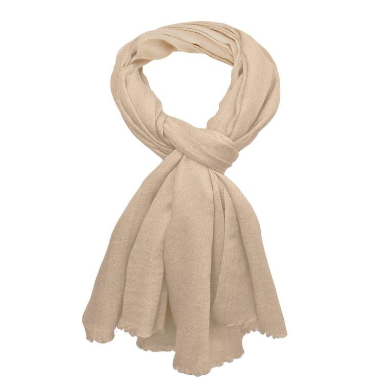 Ayurvastram Soft Gauze Woven Pure CashmereScarf, Wrap, Stole, 28X80: Beige