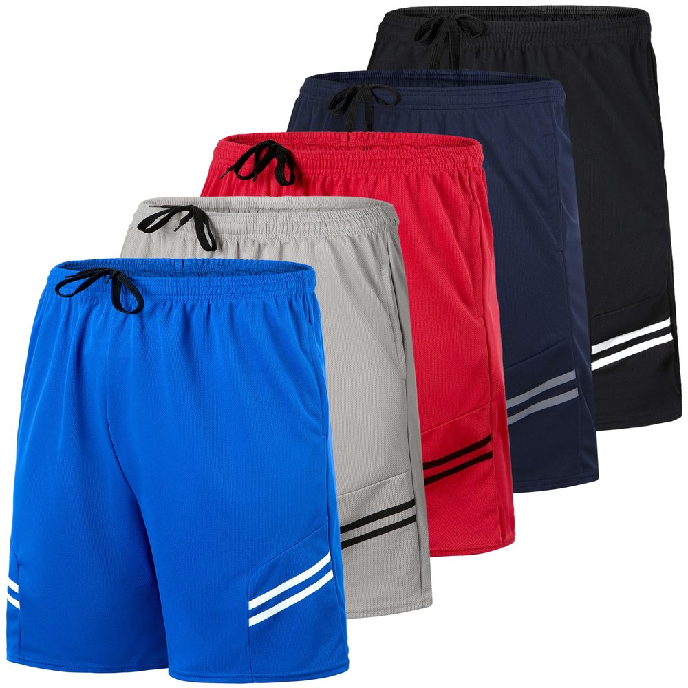 Real Essentials 5 Pack: Boys' Mesh Basketball Athletic Shorts with Pockets  Teen Kids Youth Quick Dry Soccer Running Gym XS (4-5)
