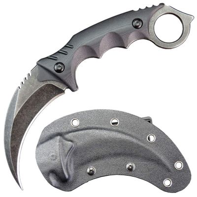 Ccanku C1111 Fixed Blade Knife D2 Steel Blade G10 Handle Claw for Outdoor EDC Survival Knife with Kydex Sheath (Black)