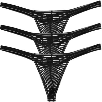 Jaxu Sexy Men's See Through Thong Underwear Low Rise Pouch Thong Underpanties