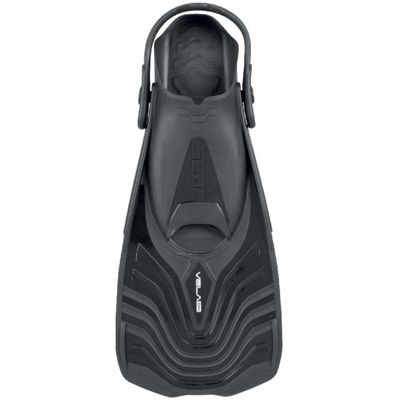 SEAC Vela OH, Snorkeling and Pool Swimming Short Fins with Adjustable Strap, Black, 4-5US