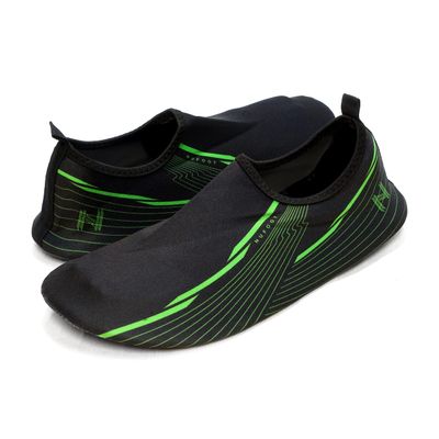 Nufoot Futsole Sport Soft-Sided Shoes for Indoors/Outdoors, Foldable & Flexible Footwear for Sport, Exercise, Yoga or Travel, Dance Shoes, Black/Neon Green, Large