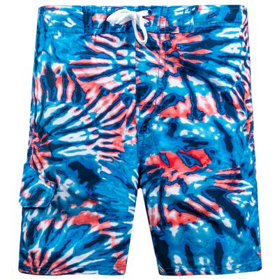 Kanu Surf Boys' Yolo Quick Dry UPF 50+ Beach Swim Trunk, Twister Navy/Red, 3T