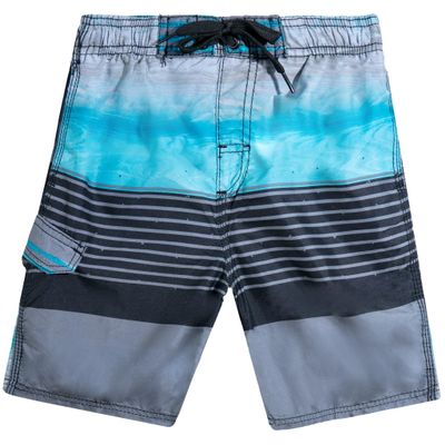 Kanu Surf Boys Reflection Quick Dry UPF 50+ Beach Swim Trunk, Moonbeam Black/Aqua, X-Large (18/20)