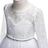 IZKIZF Girls 3/4 Sleeves Floor Length Tulle Vintage Lace Bridesmaid Wedding Dress Birthday Pageant Party Evening Gown White 11-12T view 2