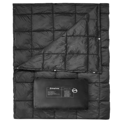 KingCamp Ultralight Camping Blanket, Packable Down Alternative Puffy Wearable Blankets Weatherproof Warm Package Quilt with Snap Buttons for Outdoor Hiking Travel Picnic Stadium (78.7" x 56.7", BLACK)
