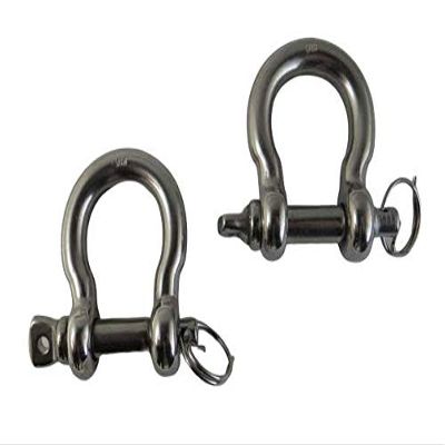 US Stainless Stainless Steel 316 Anti-Off Bow Shackle with Locking Ring (2 Piece 3/8" 10mm Anti Off Bow Shackle)
