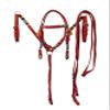 Equitem Pony Size Nylon Headstall and Breast Collar Set with Rawhide Accents (Red) view 1