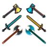 Inflatable Weapons - Diamond Swords, Axes & Hatchet - Mine Pixel Craft - Blow Up Party Favors - Gift Bags - Pool Parties - Costumes - for Boys & Girls - 6 Pack, 2 Each view 1