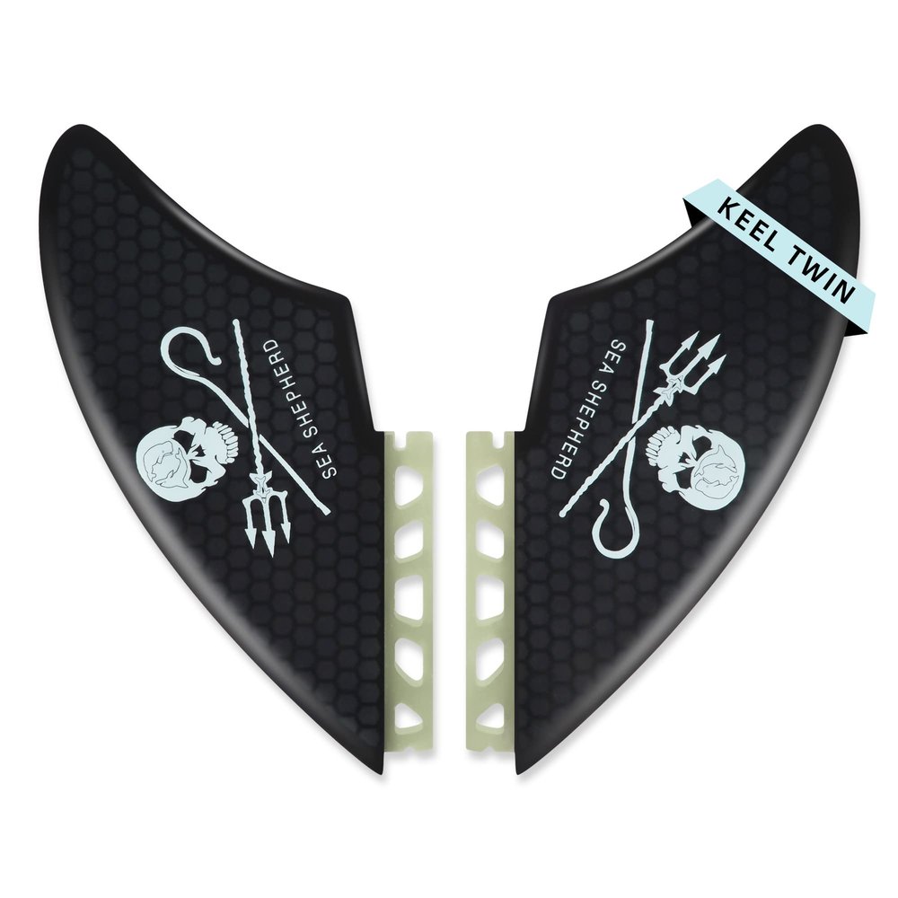 AQUBONA Twin Keel Fins - Twin Fin Fish Surfboard Fins Twin Keels - Smooth Fiberglass Flex (Skull)