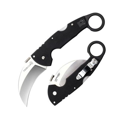 Cold Steel Tiger Claw Folding Knife with Tri-Ad Lock and Pocket Clip, Plain Edge, 3.25 in