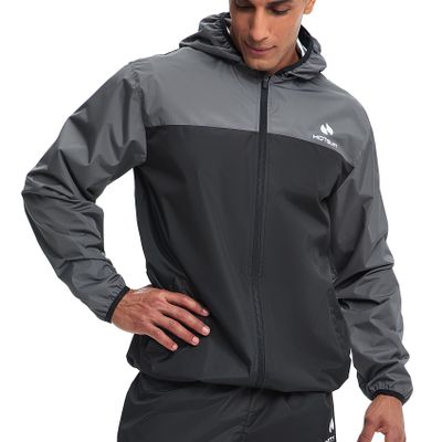 HOTSUIT Sauna Suit for Men Sweat Suits Gym Workout Exercise Sauna Jacket Zip, Gray, 2XL