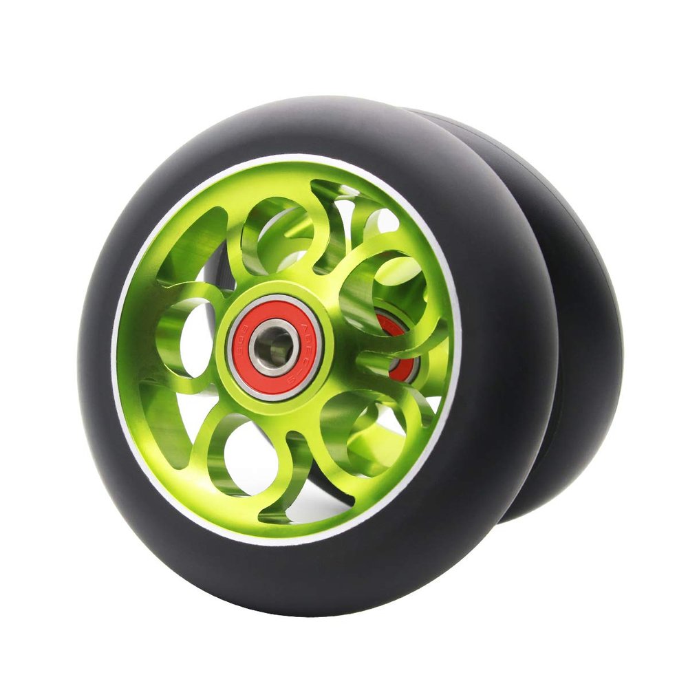 2Pcs 110mm Pro Scooter Wheels with Abec 9 Bearings Fit for MGP/Razor/Lucky Envy/Vokul Pro Scooters Replacement Wheels (Green)