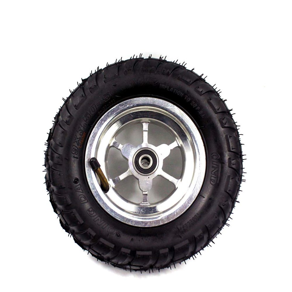 L-faster 9x3.50-5 Air Wheel, Silver, 240mm Diameter, 70mm Width, Aluminium Alloy Hub, Rubber Tyre, Compatible with Scooter, Mountain Skateboard, Off-Road Scooter Wheel