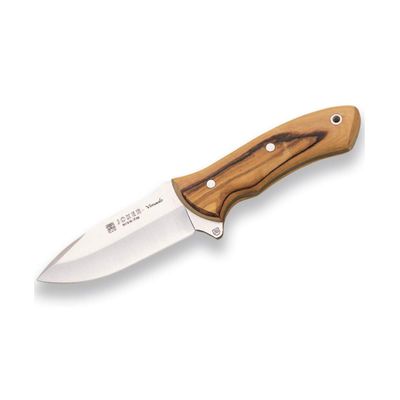 Joker Skinning Knife CO66 Venado, with Leather Sheath, Olive Wood Handle and 4.33 inches MOVA Blade, Fishing, Hunting, Camping and Hiking Tools.