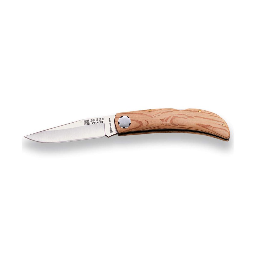 Joker Pocket Knife Pointer NE66 with Oak Wood Handle, MOVA Blade 3.74 inches, 90 gr, Fishing Tool, Hunting, Camping and Hiking