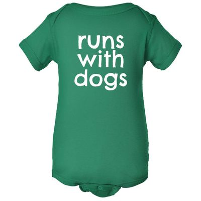 Dog Lover Baby Bodysuit - Animal Rescuer Baby One-Piece - Runs with Dogs - Dog Adoption First Birthday Present