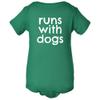 Dog Lover Baby Bodysuit - Animal Rescuer Baby One-Piece - Runs with Dogs - Dog Adoption First Birthday Present view 1
