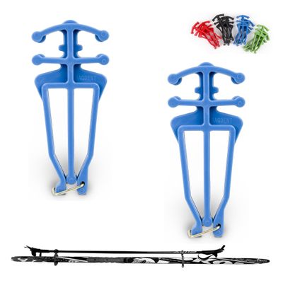 Bagdent Cross Country Skis and Poles Holder 1 Pair, Universal Nordic Ski Pole Carrier (Blue)