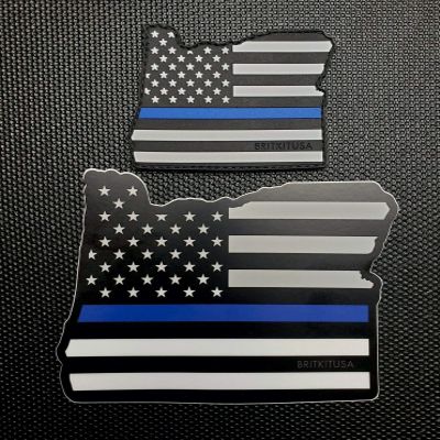 BritKitUSA Oregon State Thin Blue Line 3D PVC Morale Patch & Decal Set OR TBL Sticker