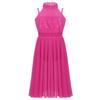 Aislor Kids Big Girls Sequins Mock Neck Shoulder Strappy Gymnastics Leotard Tulle Maxi Dress Lyrical Dancewear Rose Red 8 Years view 1