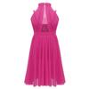 Aislor Kids Big Girls Sequins Mock Neck Shoulder Strappy Gymnastics Leotard Tulle Maxi Dress Lyrical Dancewear Rose Red 8 Years view 2